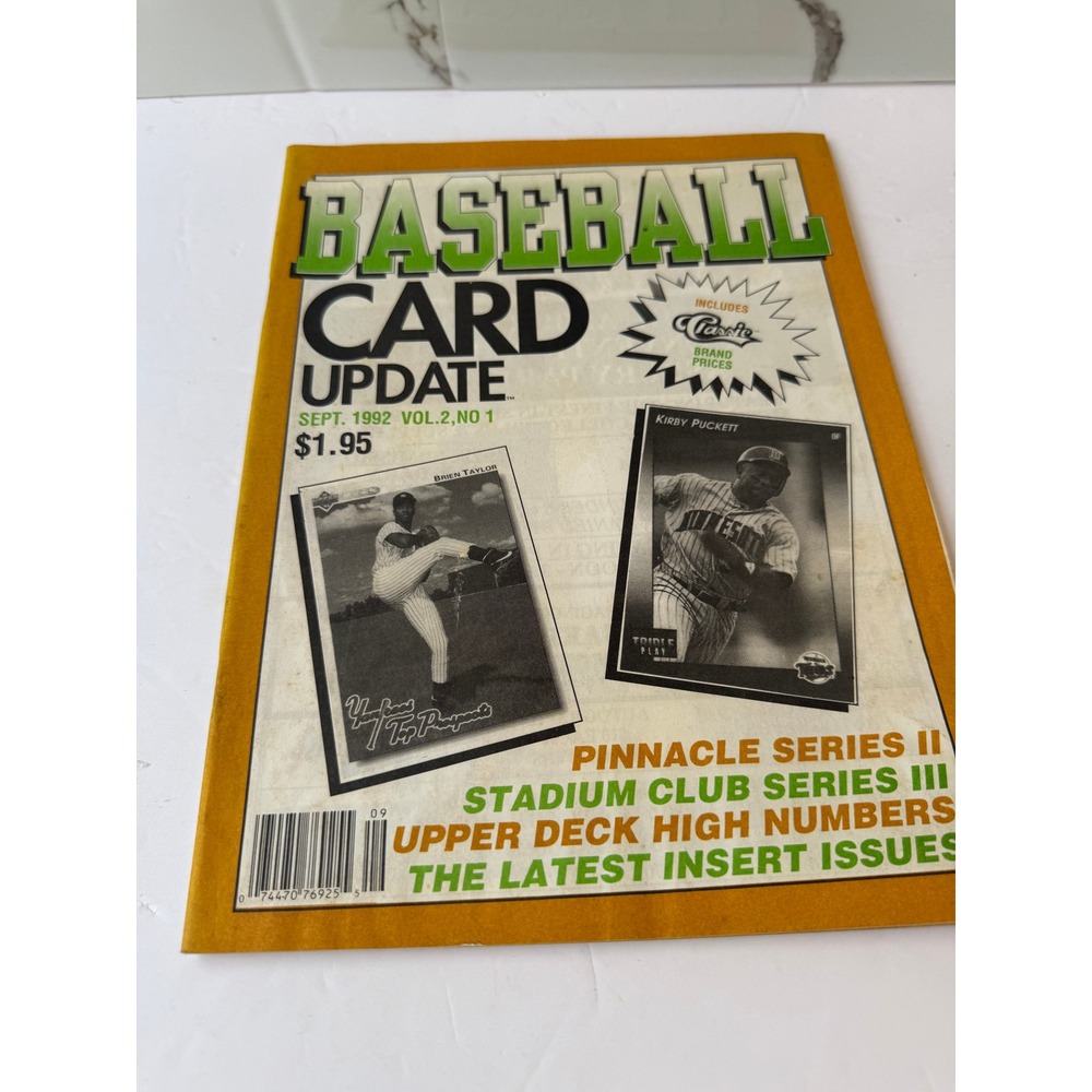 Vintage Baseball Card Update Sept 1992 Vol 2 No 1 Kirby Puckett Brien Taylor